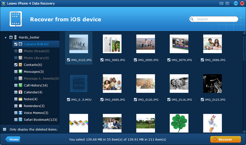 Leawo iPhone 4 Data Recovery Screenshot